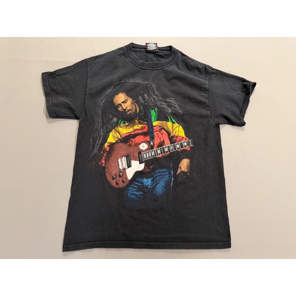 Zion Bob Marley Graphic T Shirt kids M Black Reggae Rasta Guitar Tee